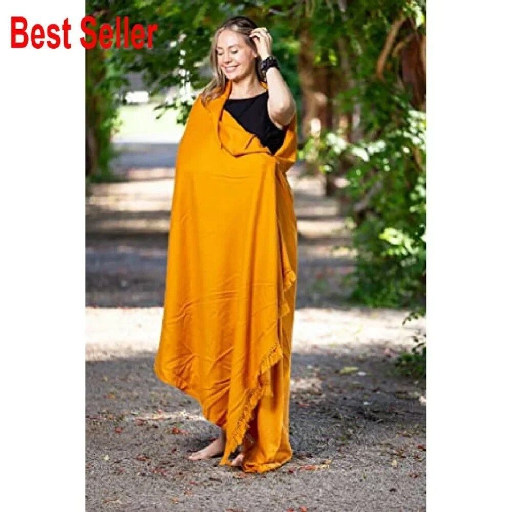 Oversize Wool Blend Shawl Wrap Meditation Yoga Elegant Minimal Boho